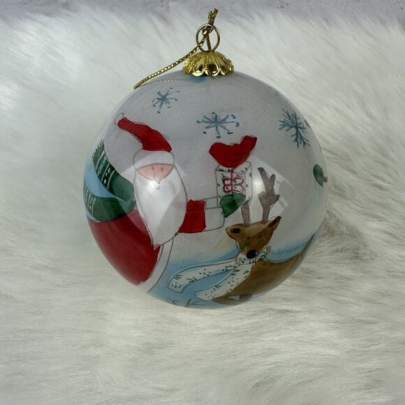 Pier One Li Bien Snowman Santa Reindeer Hand Painted Christmas Ornament 2012 - Picture 1 of 4